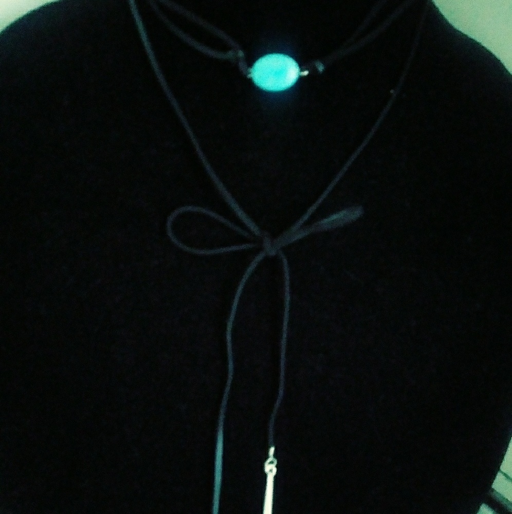 Turquoise & Black Strap Necklace